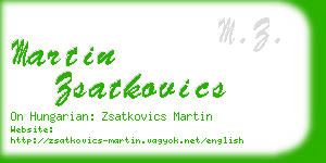 martin zsatkovics business card
